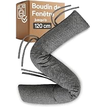 Boudin De Porte Anti-courant D'air - 92 Cm Gris - Rembourré Billes De Verre Et Coton - Lavable, Coupe-vent Et Isolant Phonique