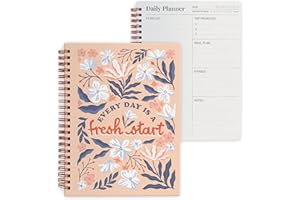 Rileys & Co - Agenda Pour Femme Daily Planner Planning pour une Journée Organisée 160 Pages Non Datées Journal Fitness et Tâches à Faire Planification des Repas A5-20 cm x 15 cm (Nouveau Départ)