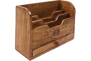 Geko 1 x Letter Rack with Drawer, Wood, Brown, One Size