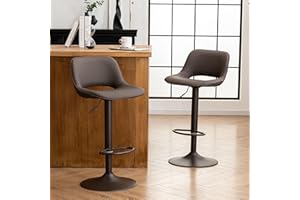 ‎YOUNIKE YOUNIKE Barhocker 2er Set, Barstühle Bar Stool Höhenverstellbar Drehstuhl, Küchenstühle Tresenstuhl mit Hohler Rückenlehne, Hohe Barhocker für Bartheke Küche, Braun