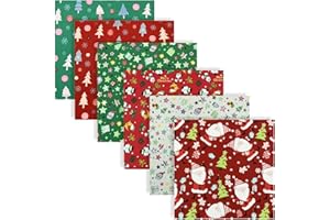 UOOOM 6pcs 50 x 50 cm patchwork cotone Tessuto DIY Handmade Quilting Tessuto motivi diversi (Rosso Verde)