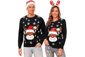 Aottori Weihnachtspullover Damen Weihnachten Pullover Herren Rundhals Lustig Weihnachtspulli Strickpullover Unisex Weihnachts Pullover Sweatshirt Familie Set