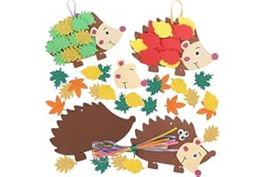 FYOJAIC 12 Igel Bastelsets für Kinder, Bastelset für Deko Anhänger Igel, Kunst und Bastelhandwerk für Herbst und Winter Basteln