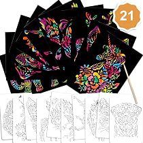 Lot De 40 Feuilles à Gratter Magiques Pour Enfants - Papier Doodle Avec Stylos En Bois | Activité Créative Anniversaire