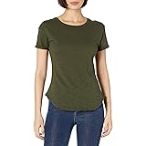 Daily Ritual Women's Lightweight Lived-in Cotton Roll-Sleeve Crewneck T-Shirt