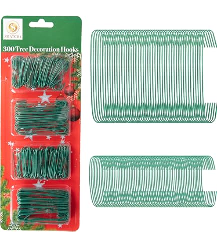 Lot De 300 Crochets Verts Pour Décorations De Noël - 2 Tailles, Réutilisables, Faciles à Plier - Pour Boules, Guirlandes