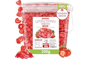 ‎MEERBACH & ROSE Gefriergetrocknete Erdbeeren 200g, fruchtige gefriergetrocknete Früchte in Scheiben, frei von Zusatzstoffen, in Deutschland hergestellt