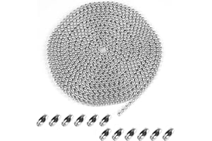 Weysoo Roller Blind Chain 6 Meter/19.69 Feet, 4.5mm Blind Beads, Rust-proof Silver Blind Cord Replacement, with 12pcs Chain Connectors