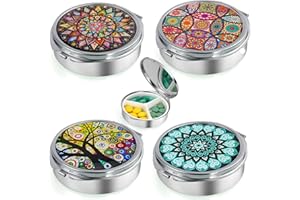 WnlahuWA 4 pezzi tasca specchio portapillole rotondo, piccoli portapillole viaggio, diario, scatola medicinali impermeabile vitamine organizer