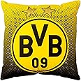 Borussia Dortmund, Polyester , BVB-Kissen mit Emblem, Schwarz / Gelb, 40x40cm, 1 Stück (1er Pack)