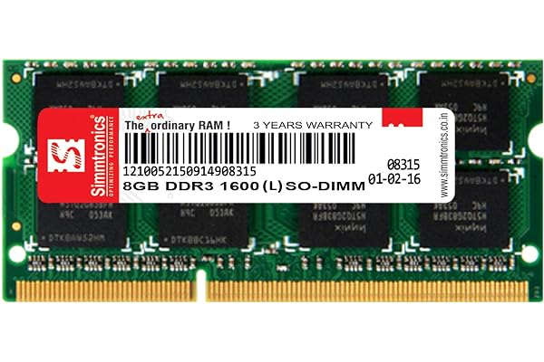 Simmtronics 8GB DDR3L Laptop RAM 1600 MHz (PC 12800) with 3 Year Warranty