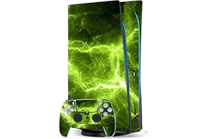 THE STICKER STUDIO LTD Green Electric Custom Vinyl Skins for Playstation 5, Wrap Decal Cover Stickers for Playstation 5 Digital edition Console Controller (Green Electric)