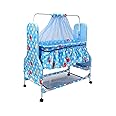 BABYBLESSING Baby Crib Multipurpose | Colour - Sky Blue, Metal, Canopy