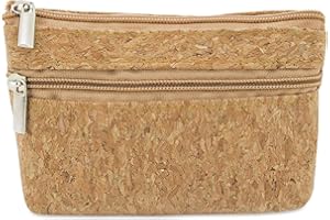 BLUECHOLON Monedero Original Fabricado en Corcho Natural, Doble Bolsillo y una Anilla en su Interior.