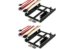 Rhombutech® SET2x Einbaurahmen für 2X 2,5 Zoll Festplatten/SSD auf 3,5 Zoll Metall - sehr stabil - optimiert für SSD - Halterung Schienen inkl.Befestigungsschrauben (Set 2X HL-SD3)