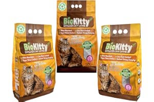 BioKitty 3 Pack of Clumping Cat Litter Baby Powder, Highly Absorbent Natural Bentonite Cat Sand Litter, Long Lasting Odour Control Cat Litter 3x10L (30L, BABY POWDER)