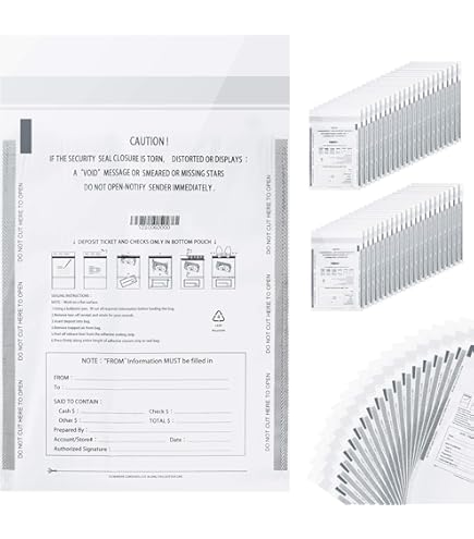 BankSupplies Ultima Blue Dual Pocket Clear Deposit Bags | 15W x 20H | Pack van 100 | Transit, Transfer, Valuables | Tamper Evident Tape | Captive Flap Sluiting | Veiligheidszak