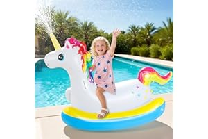 Aragallant 2 en 1 Unicornio Hinchable Juguetes de Agua para Niños, Aspersor Unicornio Juguete Aire Libre, Juegos de Agua para Niños Exterior para Patio Trasero Césped Piscina