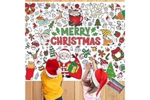 LMSHOWOWO 110 X 80cm Christmas Colouring Table Cloth with 12 Paint Pens, Giant Colouring Paper Tablecloth for Kids, DIY Drawing Table Cover for Boys Girls Christmas Crafts Activities Party Decorations