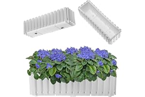 ‎KADAX KADAX Blumenkasten, Balkontopf in 2 Größen, Blumentopf in Latten-Optik, Pflanzkübel im Landhausstil, Pflanzkasten mit Gummikorken, Leichter Übertopf (60cm / weiß)