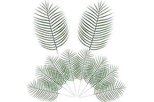 HUAESIN 10pcs Artificial Palm Leaves Fake Silk Tropical Palm Leaves Plants Plastic Monstera Palm Leaves Safari Leaves for Hawaiian Luau Aloha Jungle Beach Birthday Theme Party Table BBQ Decorations