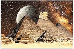 Startonight Impression Sur Verre Acrylique Tableau - Pyramides sous la Lune - Moderne Image pour la Décoration de la Maison 60 x 90 cm