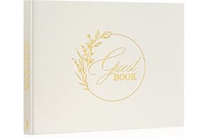 Lanpn Wedding Guest Book for Wedding Reception - Elegant Linen Hardcover Guestbook with 108 Blank Pages for Sign in and Photos - Polaroid Guest Book for Bridal Shower Baby Shower Wedding Party (Cream)