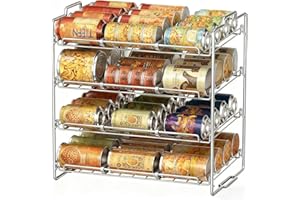 ‎STEUGO STEUGO 4 Ebenen Dosenregal-Organizer für die Speisekammer, Stapelbarer Dosenorganizer, Dosen-Organizer für die Speisekammer, Esszimmer, Multifunktions-Storage Rack, Aufbewahrung für 48 Dosen, Silber