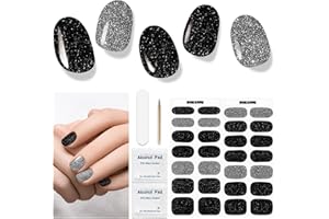 UBAXQURU Uñas de Gel Pegatinas - 28Pcs Uñas Gel Semicurado Envoltura Completa Pegatinas de Envoltura de Uñas Autoadhesivas Con Lima de Uñas y Palo Uñas Para Arte de Uñas Mujeres Niñas DIY