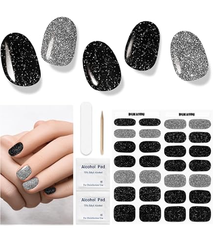 28 UV-Gel-Nagelfolien Selbstklebend - DIY Nageldesign Ohne Geruch, Inkl. Feile & Holzstäbchen, Für Mädchen & Frauen