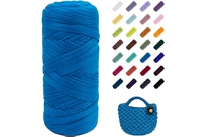 Uiopa Trapillo para Crochet, 200g/60m Hilo Crochet de Camiseta, Hilo Grueso Trapillo para DIY y Tejido, Bolso de Mano, Manualidades, Decoración Hogareña (Azul Eléctrico)
