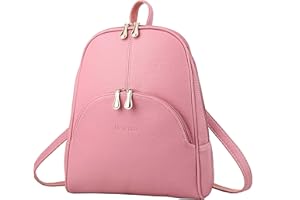 Nevenka Sac a Dos Femme en Cuir PU Doux et Souple Cartable Fille à Fermeture Éclaire Sac Porté Dos Scolaire Fille avec Bandoulières Ajustables (Rosé)
