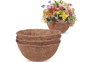 POUWAY Natural Hanging Basket Liner, Coco Fiber Liners for Hanging Baskets Plant Flower Growth, Round Planter Liner Coco Fiber Replacement Liner for Indoor Outdoor Garden Porch Balcony Wall (1 Pack, 12")