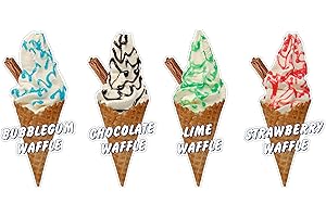 SOLO SIGNS UK Whippy Ice Cream Waffle Cone Stickers Set of 4 Flavours - 20cm high die cut decals