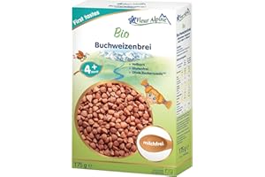 FLEUR ALPINE Bio Babybrei Buchweizen - Leckerer Frühstücksbrei | Nahrhaft und glutenfrei | einfache Zubereitung | Babynahrung 4+ Monate ohne Zuckerzusatz | 7 Portionen