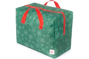 CHRISTMAS VILLAGE LIVIVO Christmas Tree Decoration Lights Zip Up Sack Storage Bag Organiser- Heavy Duty - With Carrying Handles - Stores Ribbon Baubles Tinsel Wreath Stocking Lights Bow Tags Tidy
