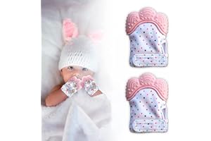WS WORLSTREND Confezione da 2 manopole di detenzione per neonato, guanto da ordino per bebè, nove nati, aiuta a prevenire il dolore dei denti e incene del bebè, guanti in silicone lavabili.