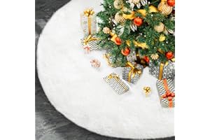 Weihnachtsbaum Decke Christbaumdecke 122cm, Zibroges Premium Weihnachtsbaumrock Groß Tannenbaum Decke Unterlage Teppich, Weißer Baumrock Glitzernden Schneeflocken für Christbaumschmuck Weihnachtsdeko