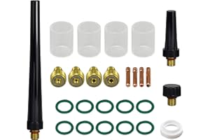 RIVERWELD TIG Cuerpo de pinza de lente de gas 1,0mm - 3,2mm Copa de vidrio Pyrex 10 Kit de pinza de tapa trasera para DB SR WP 9 20 25 TIG antorcha de soldadura 26pcs