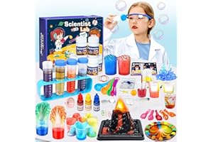 DONGQI 70+ Science Lab Experiments Kit for Kids Age 4-6-8-12 Educational STEM Toys Gifts for Boys Girls,Chemistry Set, Crystal Growing, Erupting Volcano, Color Learning Activities Scientific Tools Toys