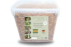 ENTAVA 10l nachhaltiger Insektenmix getrocknet in Premium-Qualität, Vogelfutter, Koifutter, Igelfutter, Eichhörnchenfutter, ganzjähriges Futter für Wildvögel
