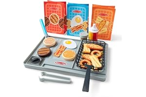 Melissa & Doug Flip & Fry Grill Play Set with Water WOW!® Colour Reveal Play Food Preschool Toy Ages 3+