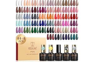 ROSALIND Vernis Semi Permanent, 48PCS Nude Marron Rouge Orange Violet Couleurs Vernis Gel Semi Permanent, Mini UV/LED Semi-permanent Bleu Vert Gris Nail Art Manucure Automne Hiver