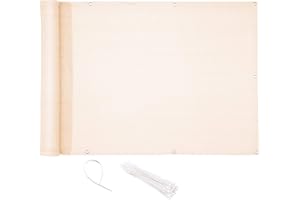 CelinaSun Brise-Vue Balcon 0,75 x 5 m HDPE Blanc crème Brise-Vue pour Balcon paravent bâche Jardin Balcon œillets Serre-câbles résistant aux intempéries