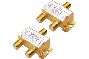 Cable Matters Paquete de 2 Divisores de Cable coaxial bidireccional de 2,4 GHz para televisión STB, Antena y Red Moca - Paso de energía por Todos los Puertos