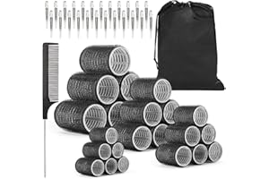 WILEOSIX 50 PCS Self Grip Hair Roller with Clips Big Hair Rollers with 4 Different Sizes of 60mm 48mm 36mm 25mm, Hair Curler Roller for DIY Long Medium Short Hair