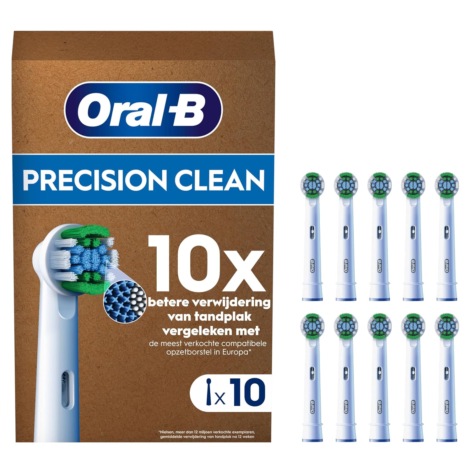Oral-B Pro Precision Clean Opzetborstels, Set Van 10, Past In Brievenbus | Origineel tandenborstelopzetstuk voor elektrische tandenborstel, tandreiniging voor dagelijkse frisse adem