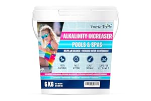 Puerto Verde • Correcteur Alcalinité pour Piscine 6 Kg. Augmente l'Alcalinité Totale (TAC) et Corrige Le pH. Action Rapide et Efficace. Format Poudre Sûr pour Toute la Famille. Production Européenne.