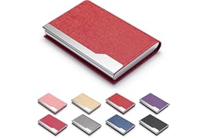 FACATH Visitenkartenetui – Luxus PU-Leder Namenskartenhalter & Edelstahl Multi Kartenetui, Slim Metal Pocket Card Holder Wallet Credit Card ID Case/Holder with Magnetic Shut – Rot