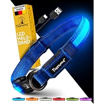 KABB LED Hundehalsband USB – Leuchtendes Blinkband Für Nachtspaziergänge, Wasserdicht & Verstellbar (11–26 Zoll), In Blau – Eine Größe Passt Allen Hunden